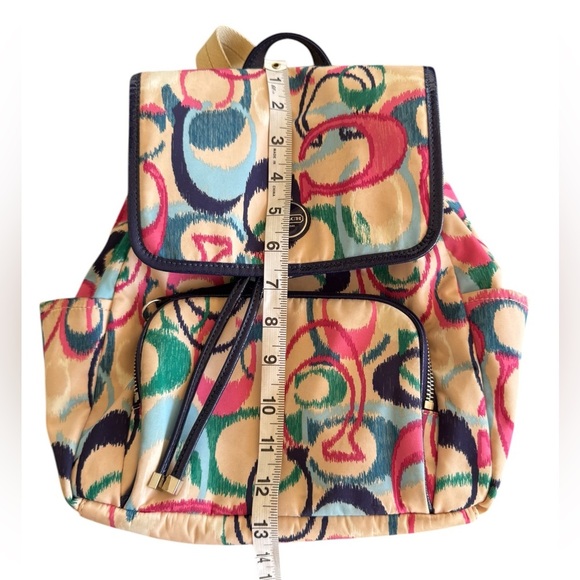Vintage Coach IKat Print Multi Color Nylon Drawstring Backpack Rucksak F24451 - Picture 8 of 14
